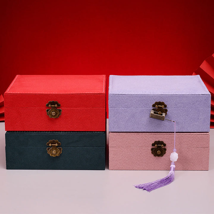 Buddha Stonesシンプルデザイン ジュエリーボックスオーガナイザー 2層ジュエリー収納ボックス フランネルボックス ロック付き - image 26