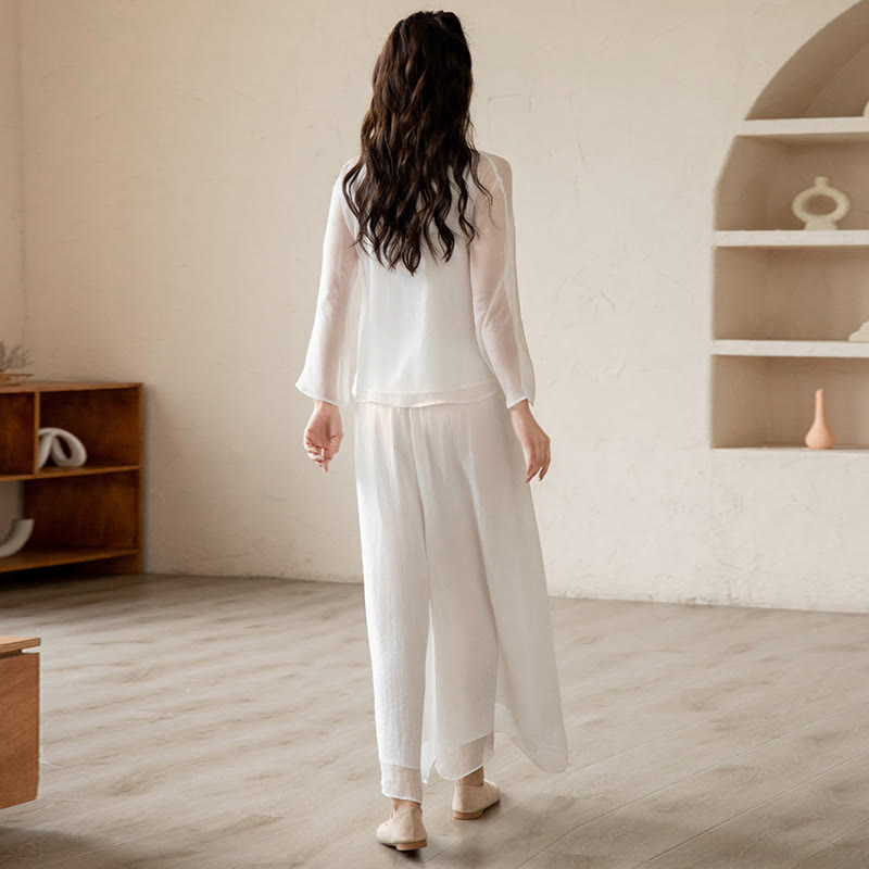 Buddha Stonesレトロ 祈り 禅 スピリチュアル 瞑想 練習 シフォン 服 レディース セット