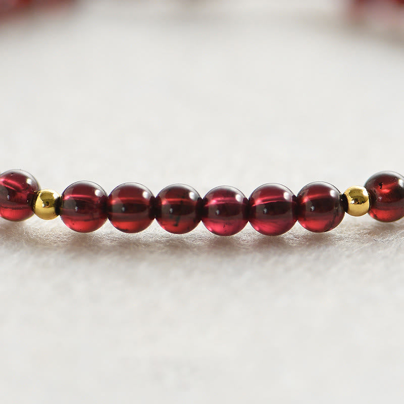 Buddha Stones天然ガーネットゴールデンビーズ安定ブレスレット