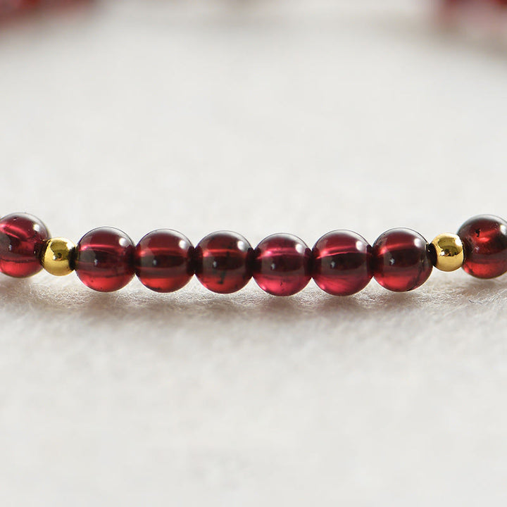 Buddha Stones天然ガーネットゴールデンビーズ安定ブレスレット