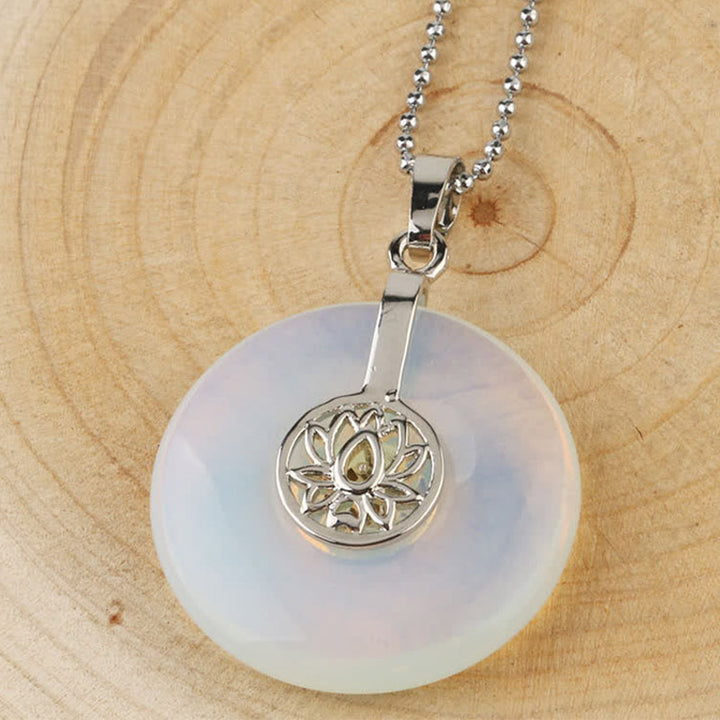 Buddha Stones各種クリスタルアメジストピンククリスタルロータスヒーリングネックレスペンダント - オパール - image 12