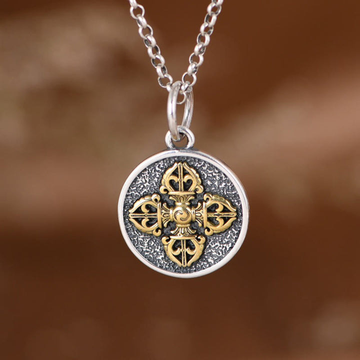 Buddha Stones925スターリングシルバー ダブルドルジェヴァジュラ 祝福ネックレスペンダント