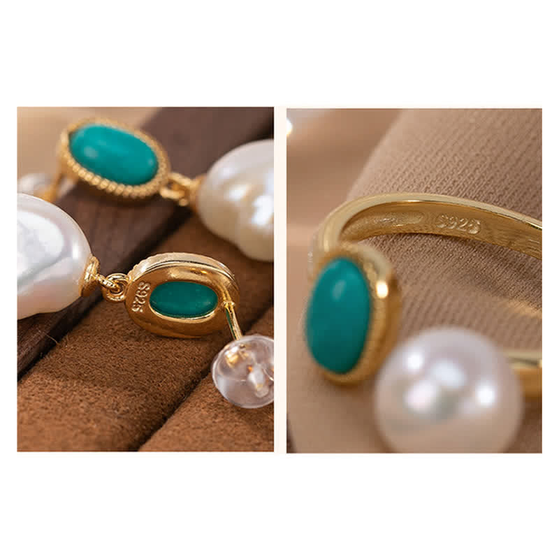 Buddha Stones925スターリングシルバー パール ターコイズ ヒーリングリング イヤリング ネックレス ペンダント