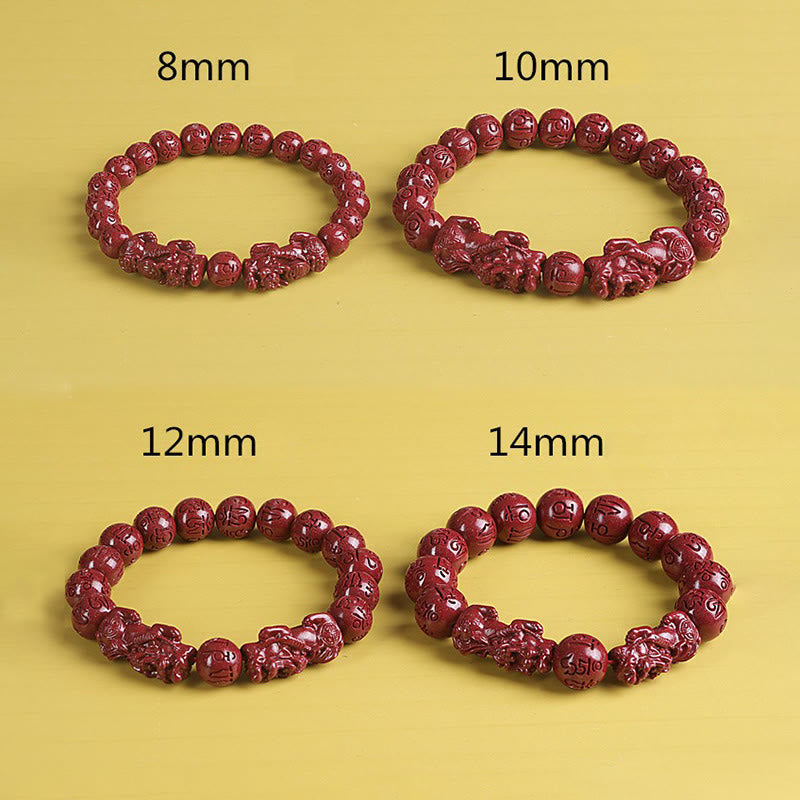 Buddha Stones天然 ダブル 貔貅 辰砂オーム・マニ・パドメ・フム富と幸運のビーズブレスレット