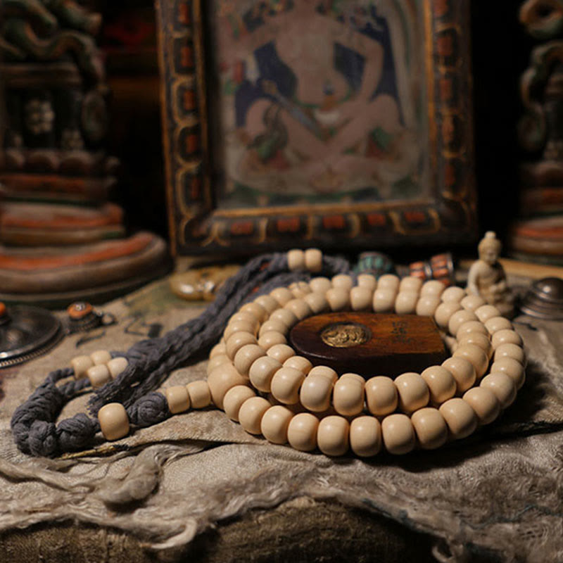 Buddha Stones108 個のMalaアベリア ビフローラ 木製 邪気払い 手首用Mala