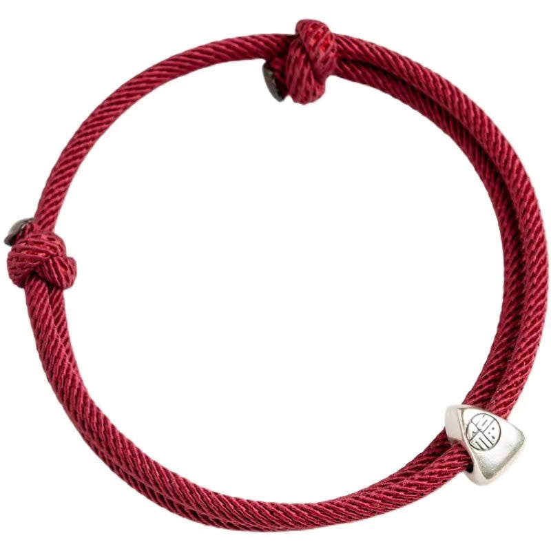 Buddha Stones925 スターリングシルバー 福文字 祝福 ハンドメイド 編み込みブレスレット