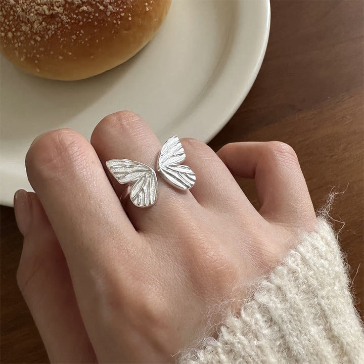 Buddha Stones925スターリングシルバー バタフライ ラブ フリーダム リング