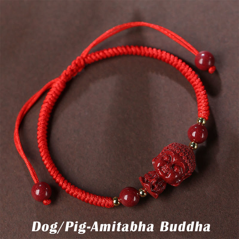 Buddha Stones十二支誕生仏辰砂 お守り 祝福 紐 ブレスレット