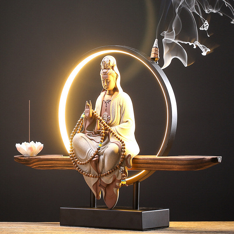 Buddha Stones仏陀 観音 陶器 蓮 リラクゼーション 香炉 装飾