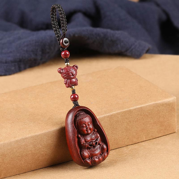 Buddha Stones小葉紅檀仏 辰砂 十二支 お守り 守護キーチェーン