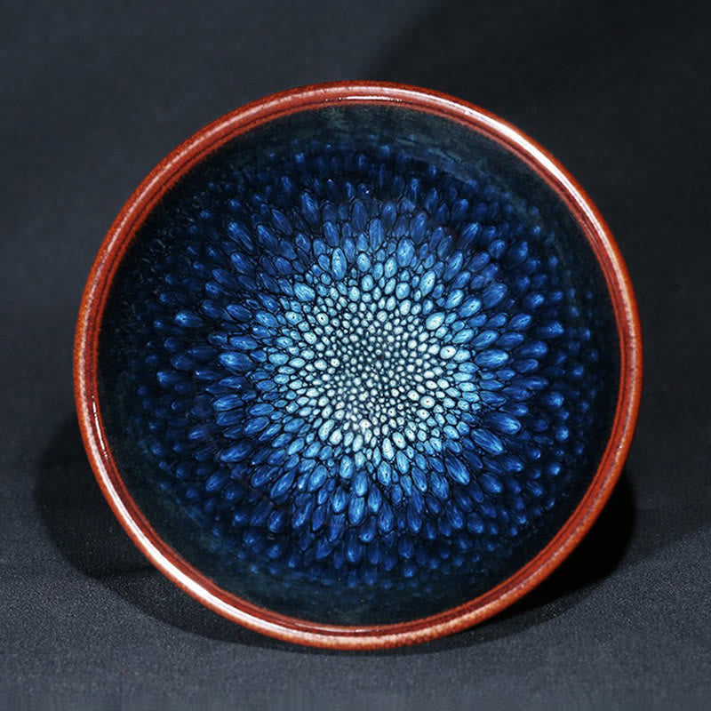 Buddha Stones手作り ブルーフランコリヌス スポット 中国 Jianzhan 陶器 ティーカップ カンフー ティーカップ ボウル