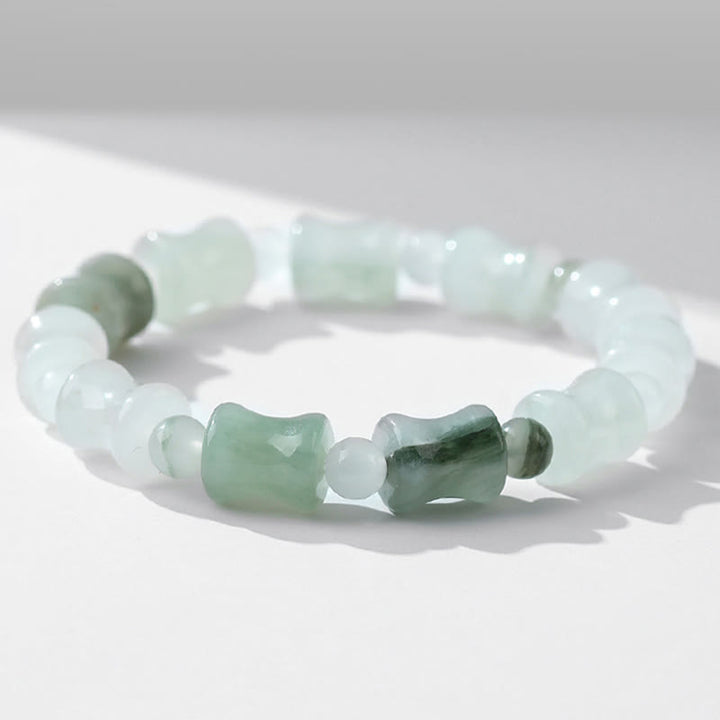 Buddha Stones翡翠ココナッツシェル竹模様豊穣の幸運ブレスレット