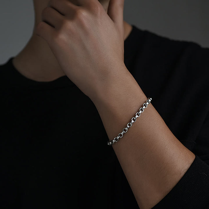 Buddha Stones925 スターリングシルバーオーム・マニ・パドメ・フム彫刻デザイン 創造性 メタルブレスレット