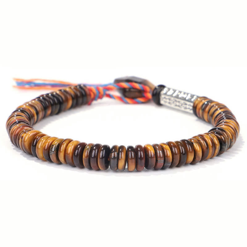 Buddha Stonesチベットタイガーアイオーム・マニ・パドメ・フム守護パワーブレスレット