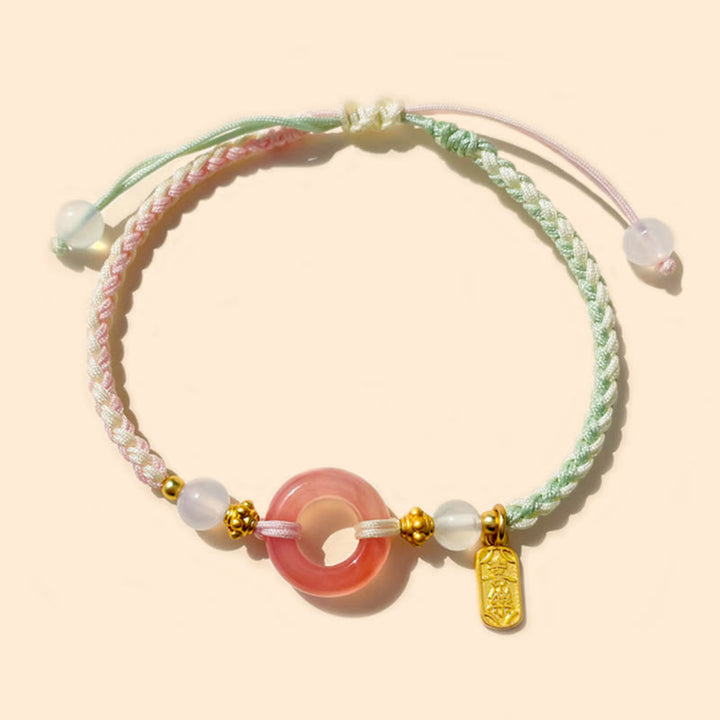 Buddha Stones平和と喜び 瑪瑙 平和バックル 縁起の良い手作り編みブレスレット