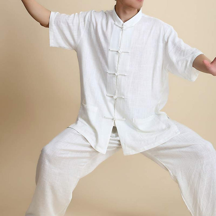 Buddha Stones瞑想禅祈りスピリチュアル太極拳気功練習ユニセックス刺繍服セット - 半袖ホワイト - US14、 UK/AU18、 EU46 (3XL) - image 22