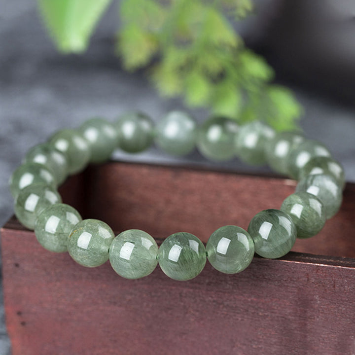 Buddha Stones天然グリーンクリスタル 祝福 富のブレスレット