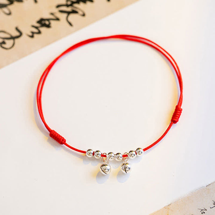Buddha Stones925 スターリングシルバー レッドストリング ブレイド ベル チャーム アンクレット