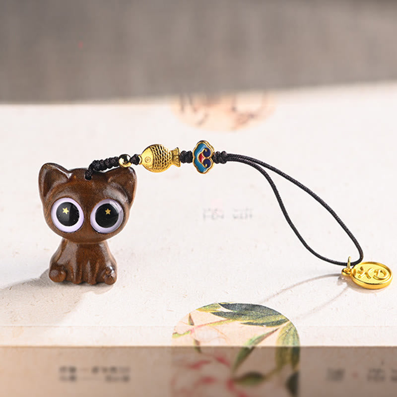 Buddha Stones緑白檀 招き猫 鯉 癒し キーチェーン 携帯電話 吊り下げ装飾 - image 5