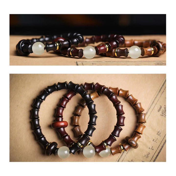 Buddha Stones黒檀 緑白檀 黒紫檀 竹 平和ブレスレット