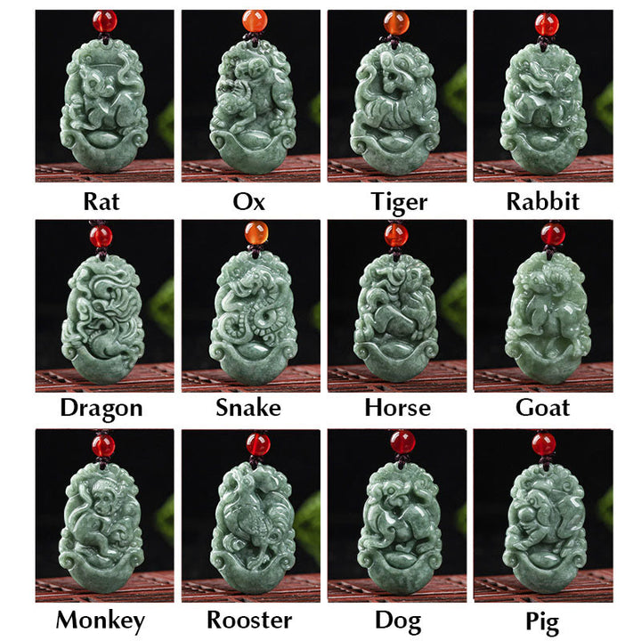 Buddha Stones天然翡翠12星座繁栄ネックレスペンダント - image 26