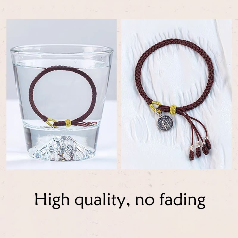 Buddha Stonesハンドメイド 925 スターリングシルバー 五行神 富と幸運の守護 紐編みブレスレット