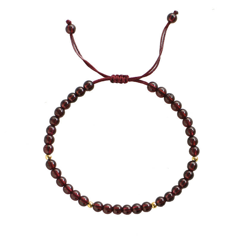 Buddha Stones天然ガーネットゴールデンビーズ安定ブレスレット