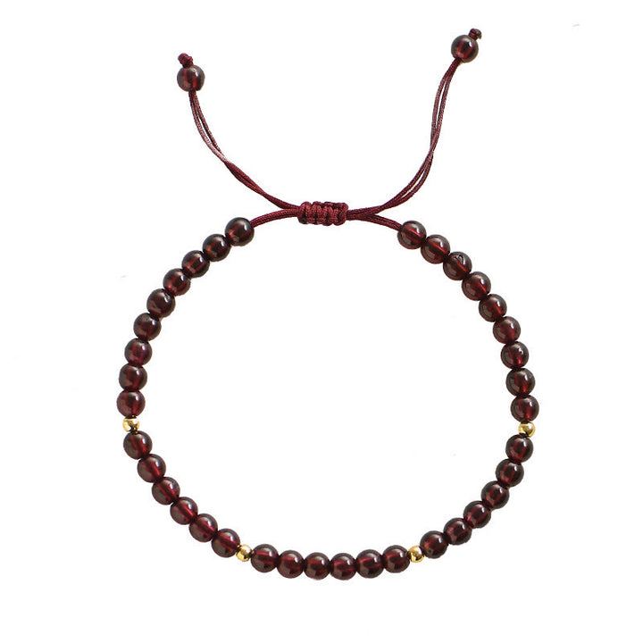 Buddha Stones天然ガーネットゴールデンビーズ安定ブレスレット