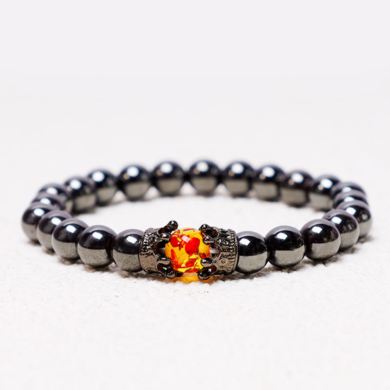 Buddha Stones天然石 キング＆クイーン クラウン ヒーリング エネルギー ビーズ カップル ブレスレット