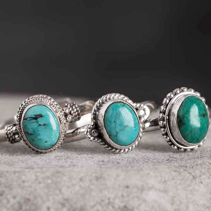 Buddha Stones925スターリングシルバー ターコイズ ウィズダムラブリング