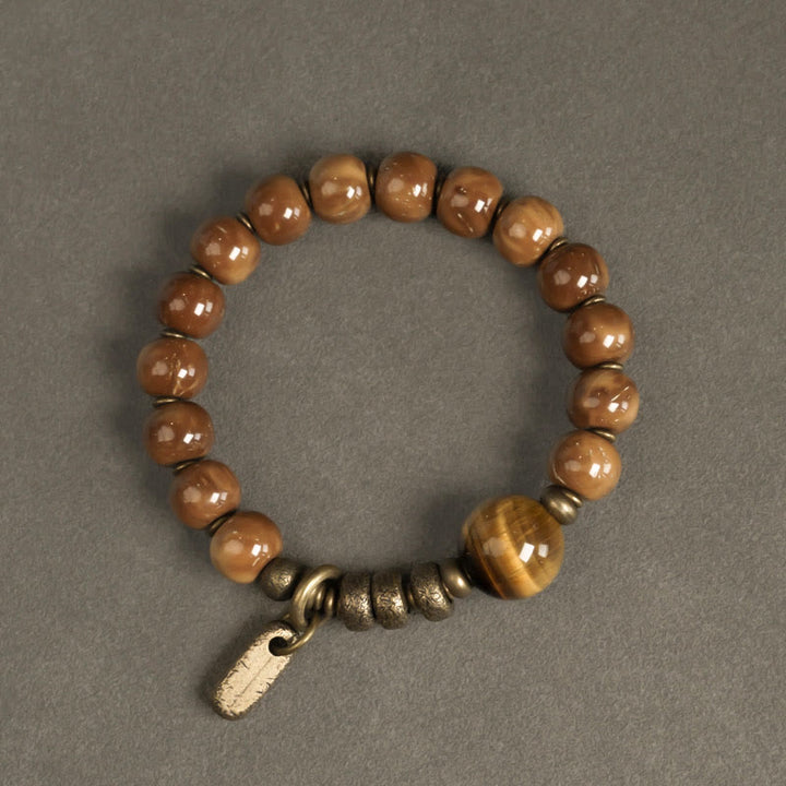 Buddha Stonesクカシード タイガーアイ ゴールドシーン オブシディアン 銅 富と幸運のブレスレット