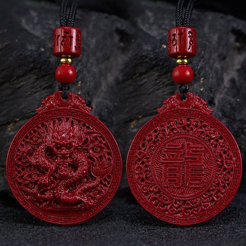 Buddha Stones龍年 天然辰砂 龍守護ネックレスペンダント