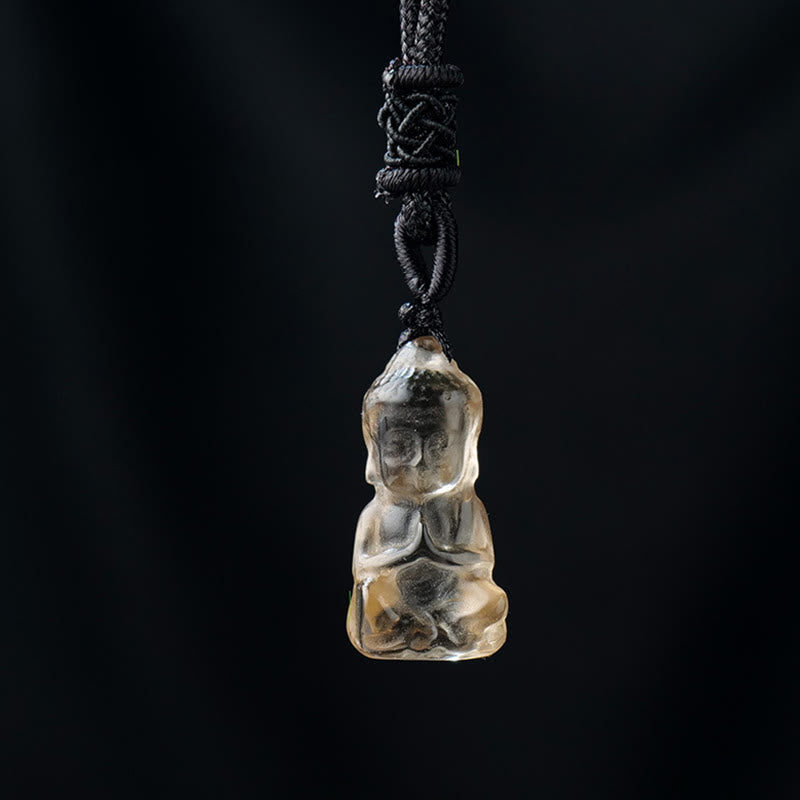 Buddha Stones各種クリスタルアメジストピンククリスタルホワイトクリスタルシトリン仏像彫刻スピリチュアルヒーリングネックレスペンダント装飾