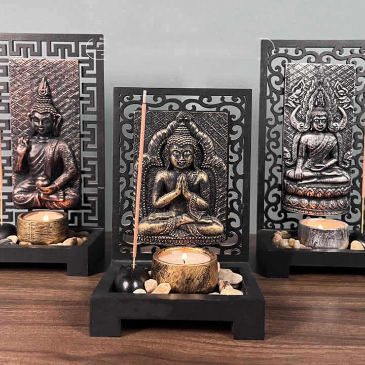 Buddha Stones仏陀の慈悲 静寂 家庭用樹脂製 祈り 祭壇装飾