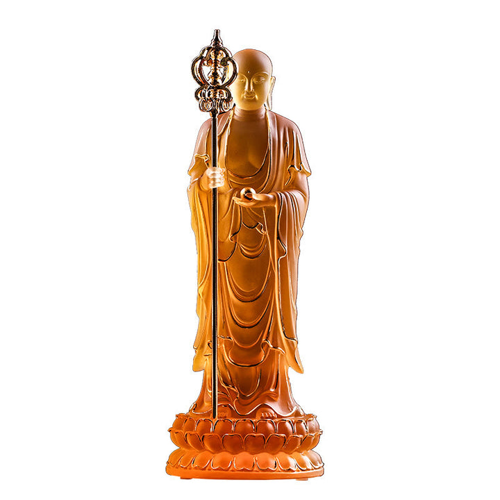 Buddha Stonesハンドメイド 地蔵菩薩像 琉璃クリスタルアートピース 静寂の像 室内装飾