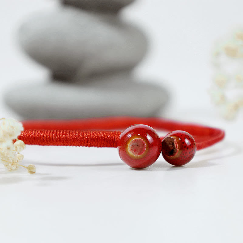 Buddha Stones風水ラッキーレッドストリングセラミックブレスレット