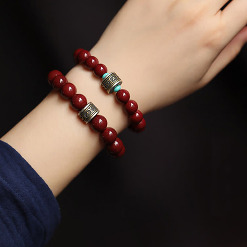 Buddha Stones925スターリングシルバー十二支誕生仏辰砂オーム・マニ・パドメ・フムカームブレスレット