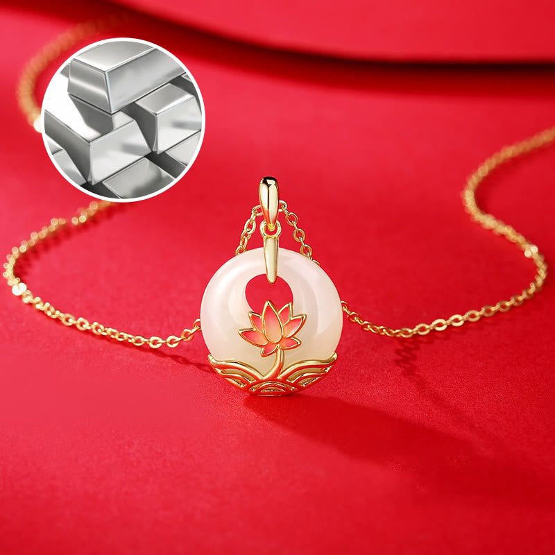 Buddha Stones925スターリングシルバー 和田白翡翠 蓮の花 祝福ネックレスペンダント - image 6