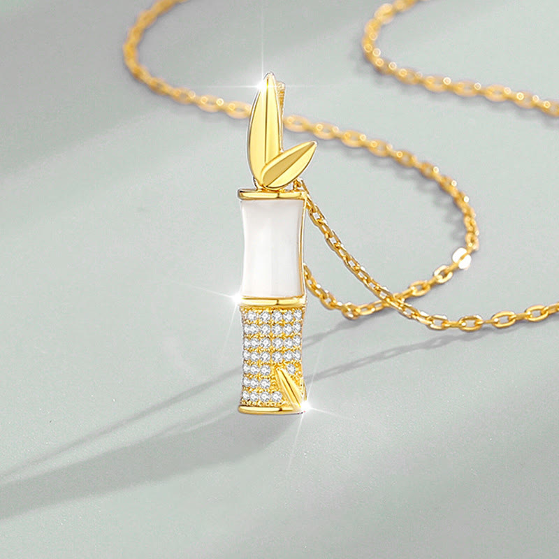 Buddha Stones925 スターリングシルバー 和田白翡翠 竹 幸福のネックレスペンダント