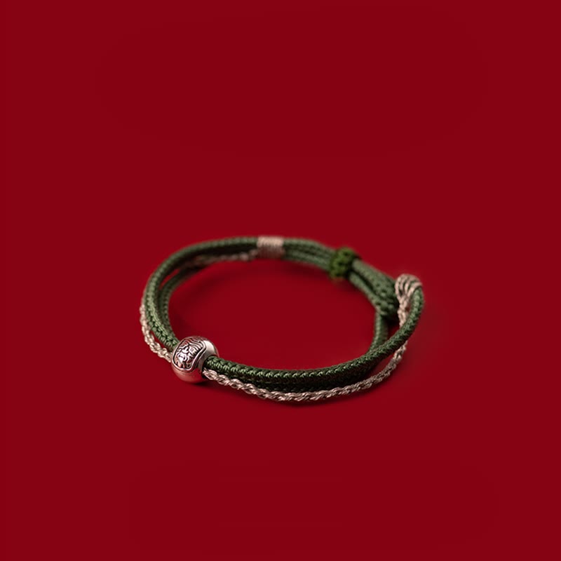 Buddha Stones925 スターリングシルバー チベット ザキラム 富と幸運の女神 ロープブレスレット