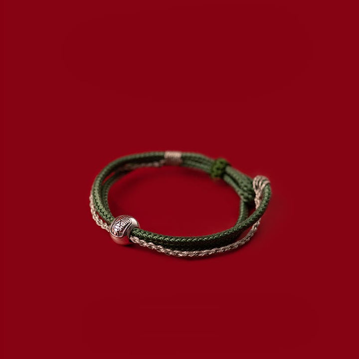 Buddha Stones925 スターリングシルバー チベット ザキラム 富と幸運の女神 ロープブレスレット
