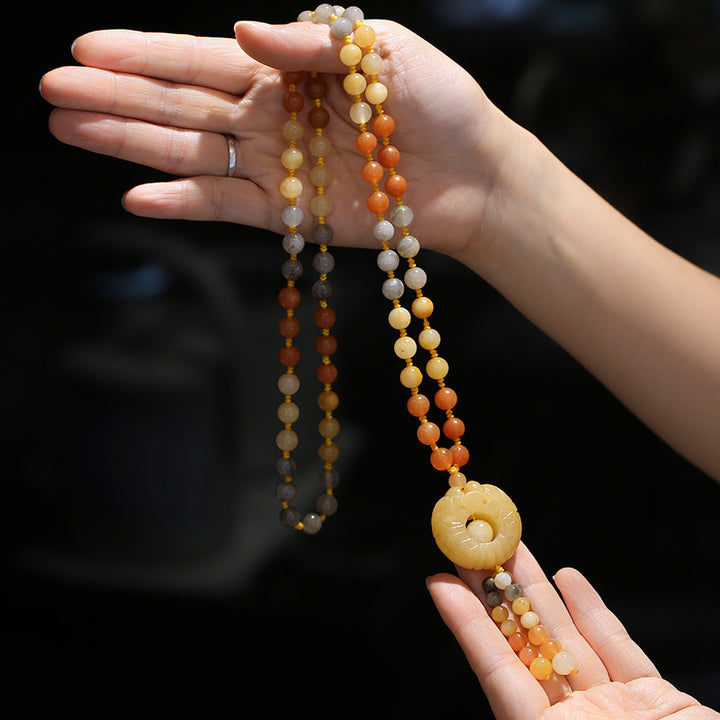 Buddha Stonesチベット黄金シルク翡翠富のペンダントネックレス