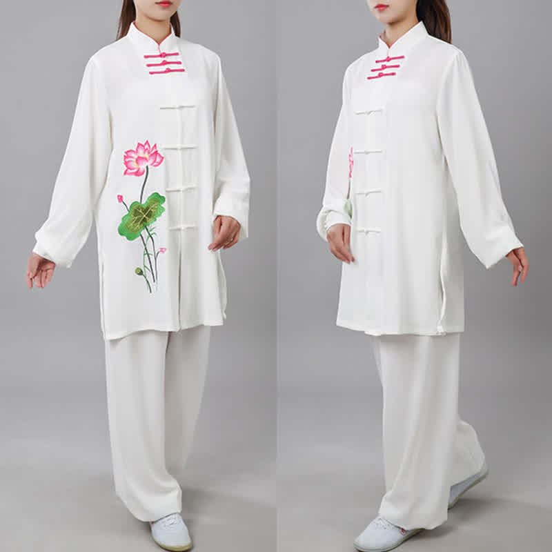 Buddha Stones蓮の花 葉模様 太極拳 瞑想 祈り スピリチュアル 禅 練習 服 レディース セット - image 17