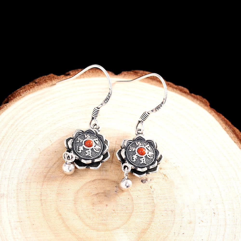 Buddha Stones925スターリングシルバーオーム・マニ・パドメ・フムフム ロータスピースネックレス ペンダント イヤリング - image 6