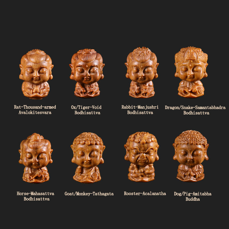 十二支誕生仏、緑の白檀の蓮の彫刻、ポジティブな家の装飾 - image 3