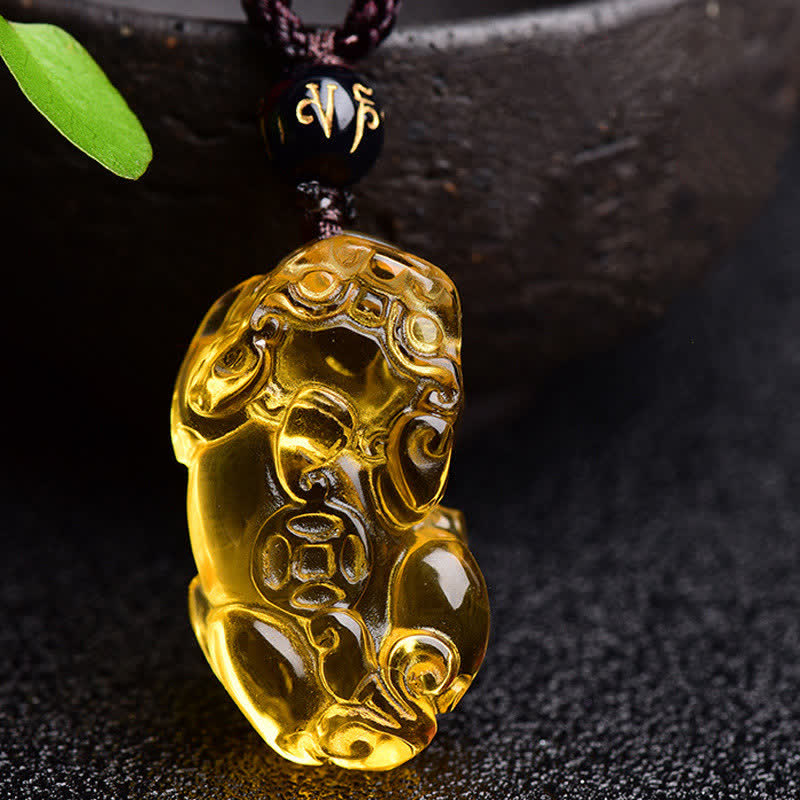 Buddha Stones風水シトリン貔貅富ネックレスペンダント - image 7