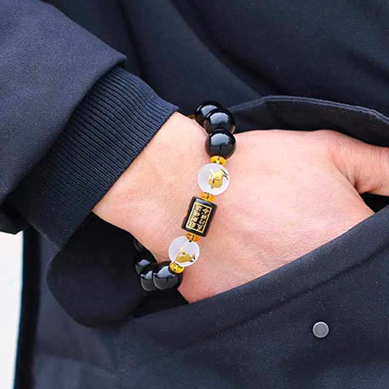 Buddha Stones 黒曜石 十二支 財運 金運 開運 守護 メンズ レディース ブレスレット