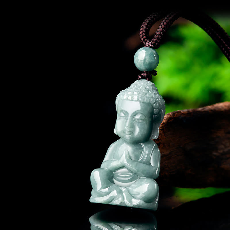 Buddha Stones天然翡翠 瞑想 仏陀のお守り 静寂のネックレスペンダント - image 4
