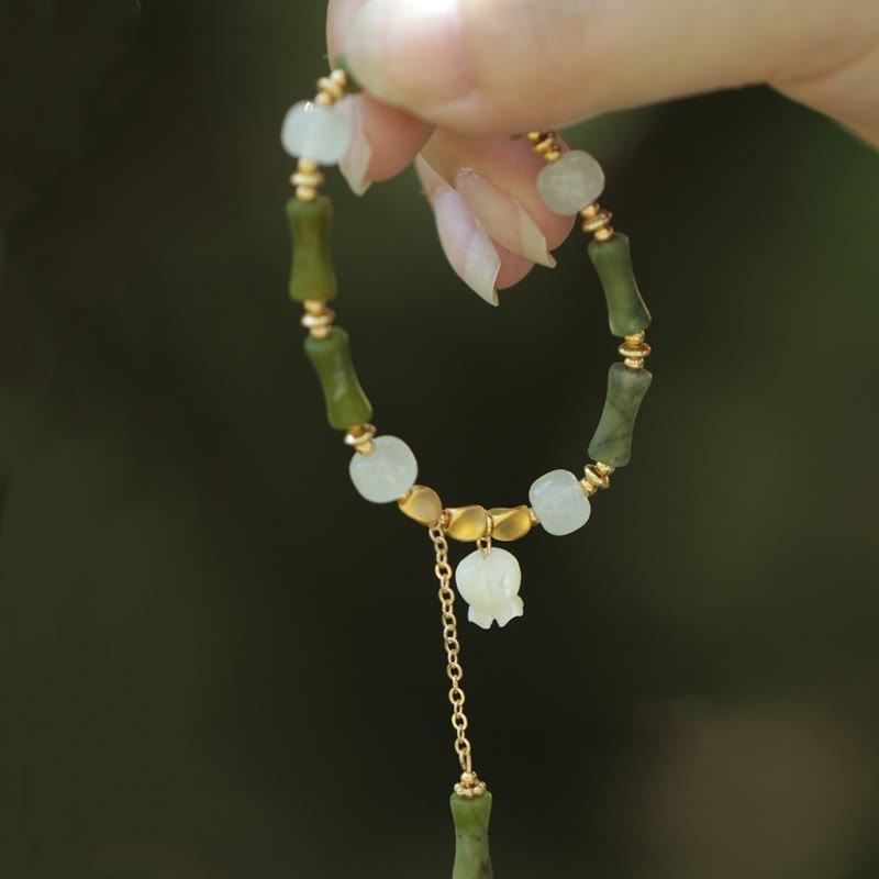 Buddha Stones緑竹翡翠 スズラン 富のブレスレット