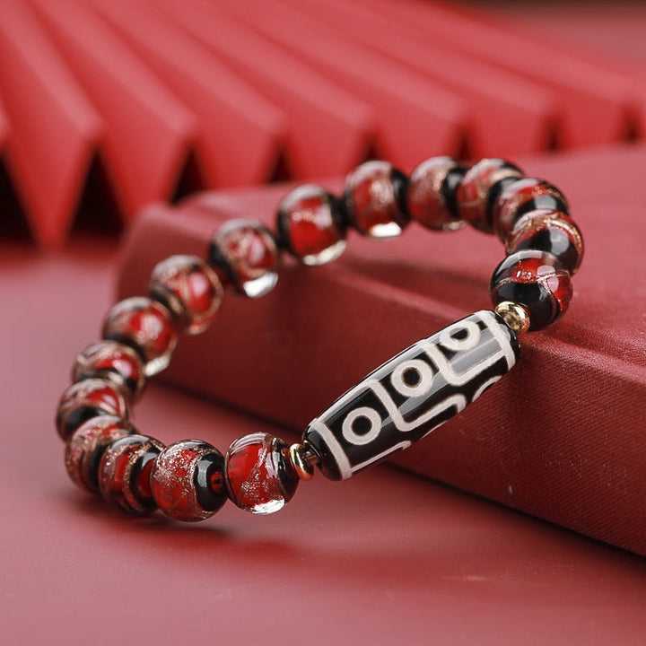 Buddha Stonesチベット九眼珠三眼珠琉璃ガラス玉富のブレスレット